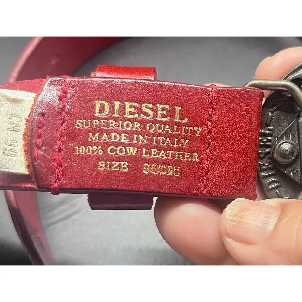 Red Diesel Genuine Leather Belt Made in Italy Casual Classic Durable Pristine